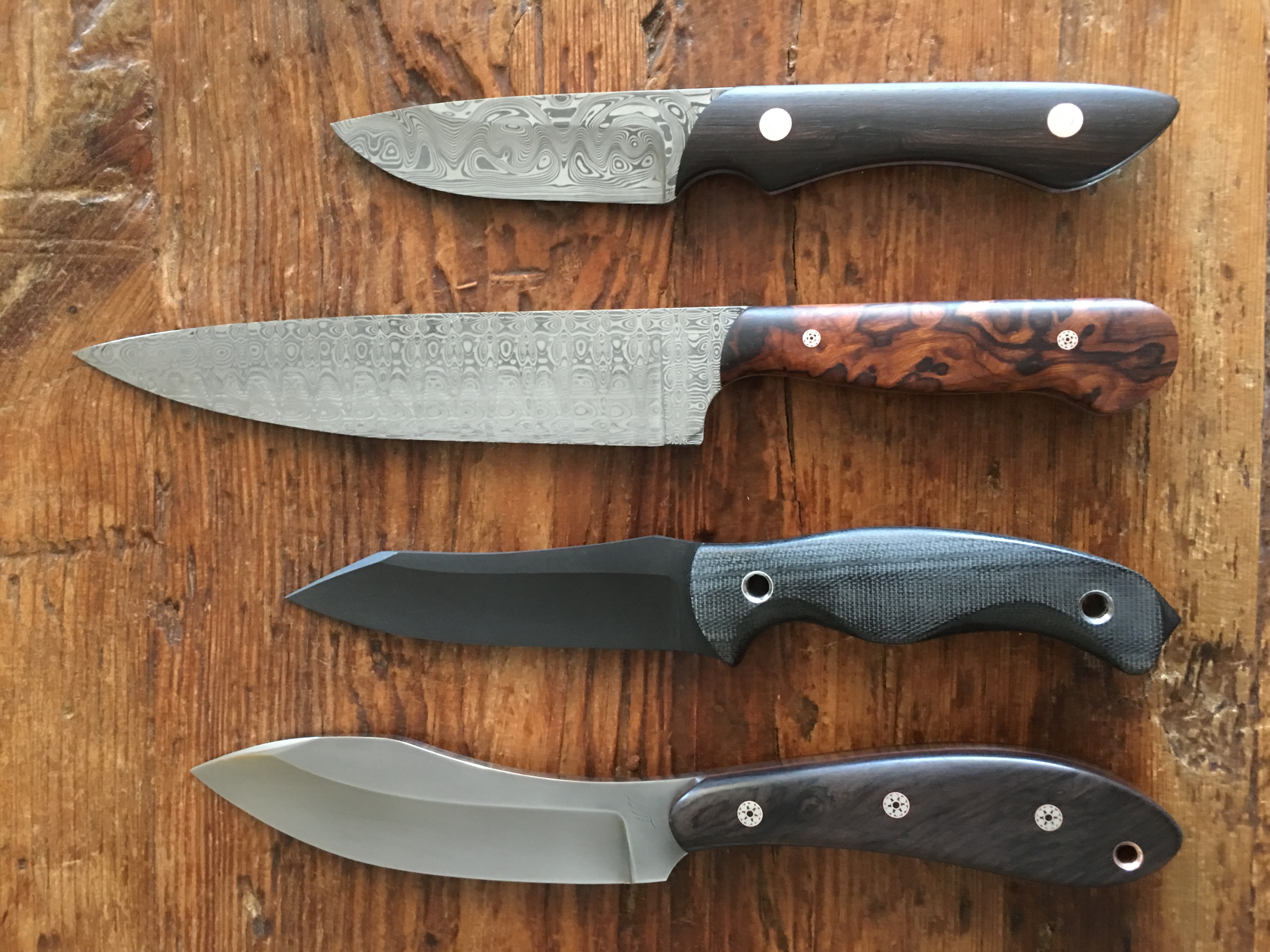 These blades were made to  exhibit at the Durban Easter Knife show. The top two have new homes. 